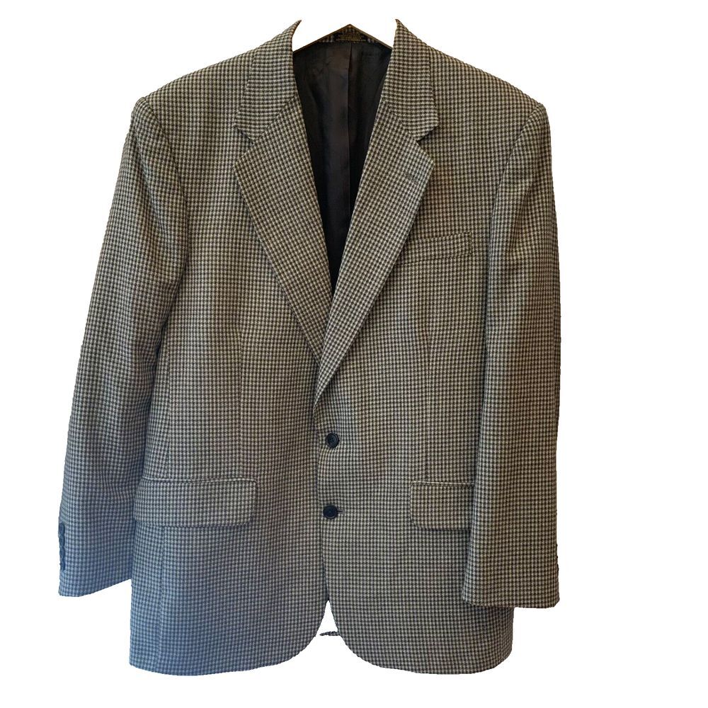 EUC Stafford Blazer Men Size 40R Houndstooth Wool Blend‎ Ventless Classic Career